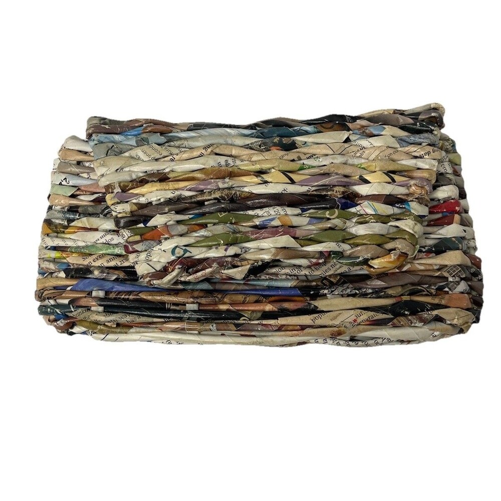 Magazine Rolled Weaved Fold Over Clutch Purse 8x5"